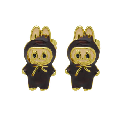 Drip oil colored cute cartoon character personality simple and versatile ear studs earrings