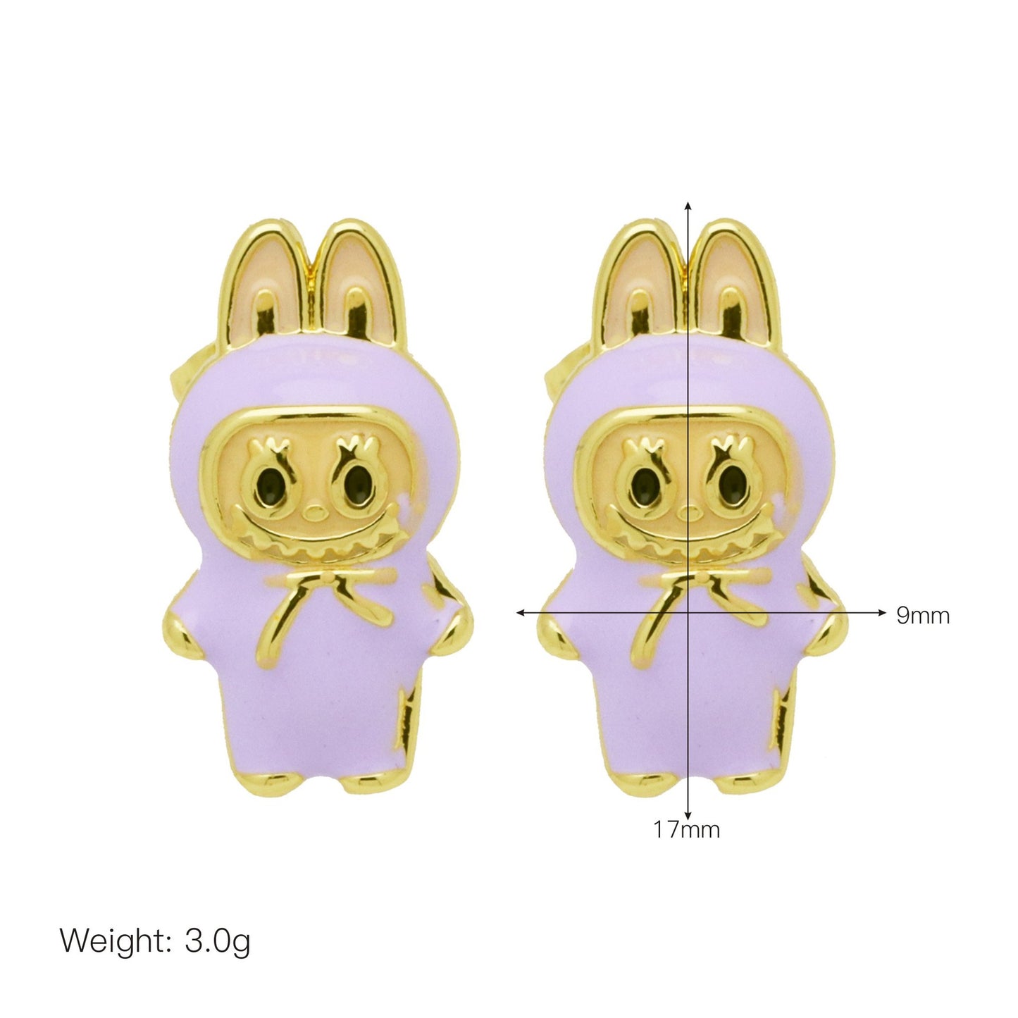 Drip oil colored cute cartoon character personality simple and versatile ear studs earrings